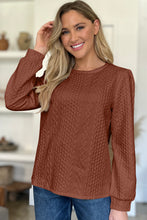 Load image into Gallery viewer, Textured Round Neck Long Sleeve Top (multiple color options)
