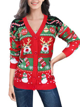 Load image into Gallery viewer, Reindeer Button Up Long Sleeve Cardigan (multiple color options)
