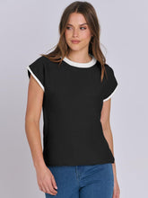 Load image into Gallery viewer, Mandy Contrast Round Neck Cap Sleeve Sweater (multiple color options)
