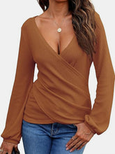 Load image into Gallery viewer, Waffle Knit Surplice Long Sleeve Top (multiple color options)
