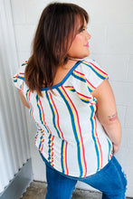 Load image into Gallery viewer, Along The Way Multicolor Striped Raglan Flutter Sleeve Top
