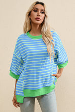 Load image into Gallery viewer, Striped Round Neck Half Sleeve T-Shirt (multiple color options)
