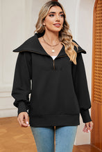 Load image into Gallery viewer, Half Zip Lantern Sleeve Sweatshirt  (multiple color options)
