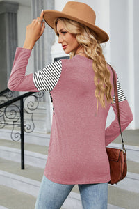 Leopard Striped Round Neck T-Shirt (multiple color options)