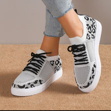 Load image into Gallery viewer, Lace-Up Leopard Flat Sneakers (multiple color options)
