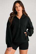 Load image into Gallery viewer, Pocketed Half Zip Long Sleeve Hoodie (multiple color options)
