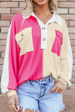 Load image into Gallery viewer, Color Block Collared Neck Long Sleeve Top  (multiple color options)
