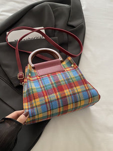 Contrast Plaid Trapezoid Shape Crossbody Bag (multiple color options)