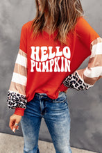 Load image into Gallery viewer, Hello Pumpkin Graphic V-Neck Long Sleeve Top
