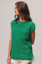 Load image into Gallery viewer, Patch Pocket Cap Sleeve Sweater Top in Jade
