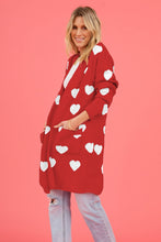 Load image into Gallery viewer, Heart Graphic Open Front Cardigan with Pockets (multiple color options)
