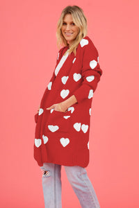 Heart Graphic Open Front Cardigan with Pockets (multiple color options)