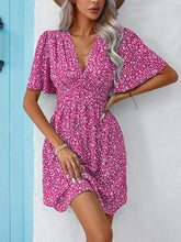 Load image into Gallery viewer, Printed V-Neck Half Sleeve Mini Dress (multiple color options)
