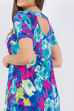 Load image into Gallery viewer, Everyday Blue &amp; Pink Floral Ruffle Hem Dress
