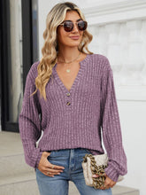 Load image into Gallery viewer, Ribbed Notched Long Sleeve Top (multiple color options)
