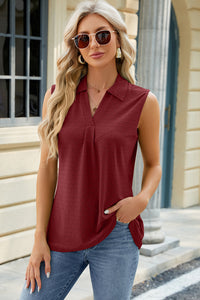 Eyelet Johnny Collar Tank (multiple color options)
