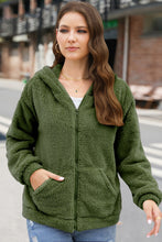 Load image into Gallery viewer, Zip Up Long Sleeve Fuzzy Hooded Outerwear (multiple color options)
