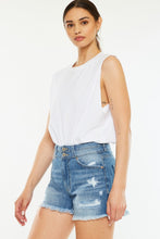 Load image into Gallery viewer, High Rise Raw Hem Denim Shorts by Kancan
