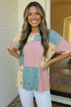 Load image into Gallery viewer, Patchwork Floral Waffle Knit Top
