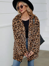 Load image into Gallery viewer, Fuzzy Leopard Hooded Long Sleeve Jacket
