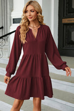 Load image into Gallery viewer, Ruched Notched Long Sleeve Mini Dress (multiple color options)
