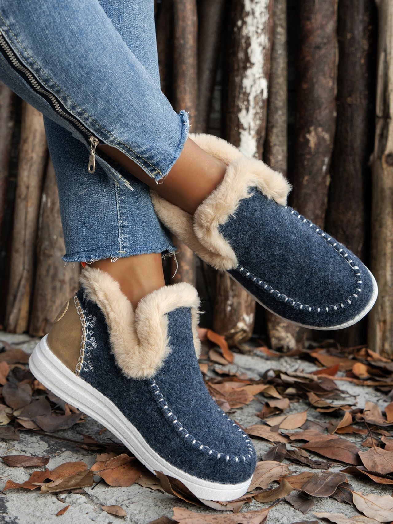 Furry Suede Round Toe Flat Sneakers (multiple color options)