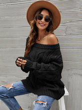 Load image into Gallery viewer, Cable Knit Openwork Off-Shoulder Sweater (multiple color options)
