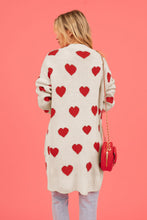 Load image into Gallery viewer, Heart Graphic Open Front Cardigan with Pockets (multiple color options)
