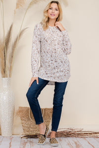 Drawstring Leopard Long Sleeve Hooded Blouse