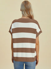 Load image into Gallery viewer, Striped V-Neck Short Sleeve Sweater (multiple color options)
