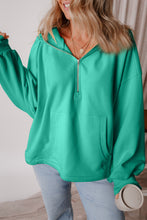 Load image into Gallery viewer, Pocketed Half Zip Dropped Shoulder Hoodie (multiple color options)
