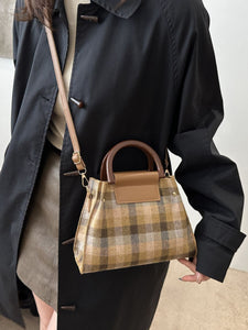 Contrast Plaid Trapezoid Shape Crossbody Bag (multiple color options)