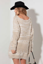 Load image into Gallery viewer, Mixed-Stitch Front Tie Sweater Dress in Ivory
