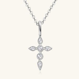 925 Sterling Silver Moissanite Cross Pendant Necklace (gold or silver)