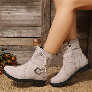 Suede Side Zip Round Toe Boots (multiple color options)