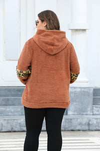 Leopard Kangaroo Pocket Long Sleeve Hoodie