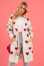 Load image into Gallery viewer, Heart Graphic Open Front Cardigan with Pockets (multiple color options)
