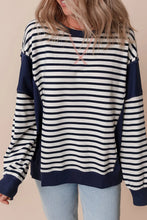 Load image into Gallery viewer, Striped Round Neck Long Sleeve Sweatshirt
