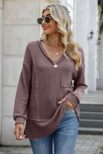 Load image into Gallery viewer, Exposed Seam V-Neck Long Sleeve Top (multiple color options)
