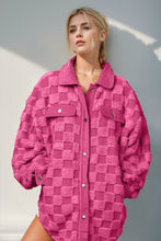 Load image into Gallery viewer, Button Up Fuzzy Checkered Shacket (multiple color options)
