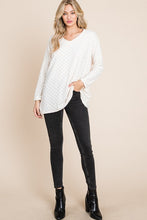 Load image into Gallery viewer, Checkered Long Sleeve V-Neck T-Shirt in White
