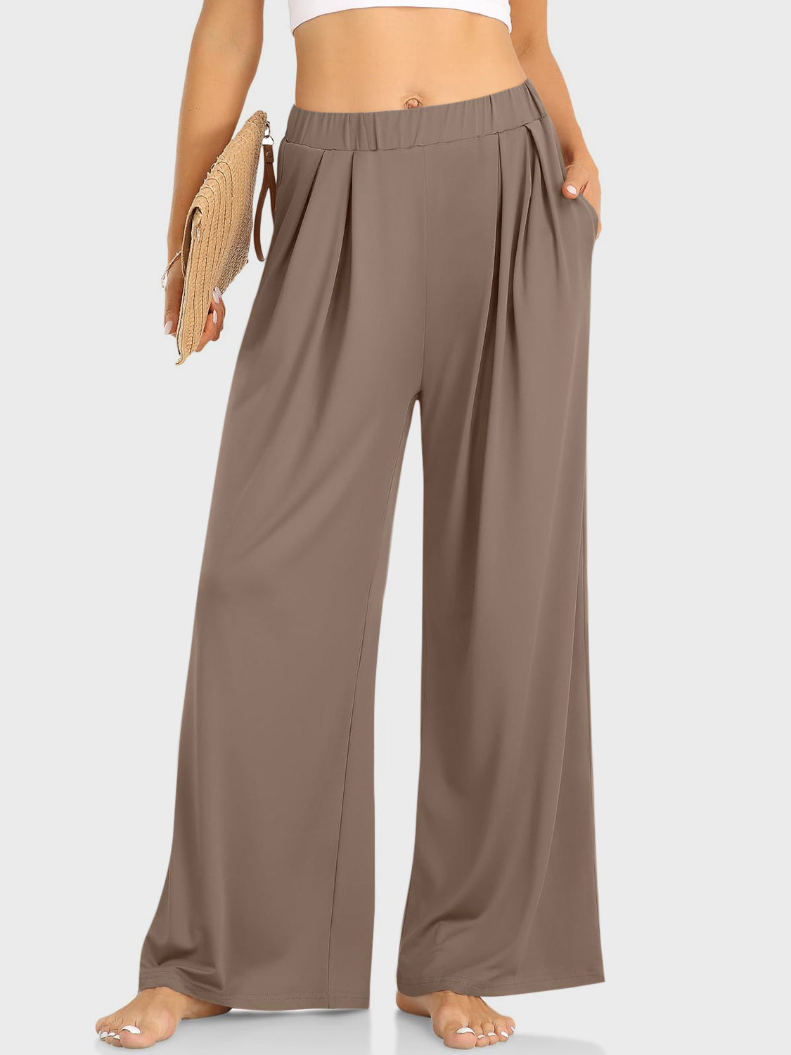 Elastic Waist Wide Leg Pants (multiple color options)