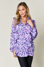 Load image into Gallery viewer, Printed Ruffle Trim Balloon Sleeve Shirt
