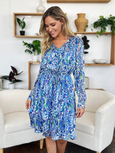 Load image into Gallery viewer, Printed Drawstring Waist Long Sleeve Dress (2 color options)
