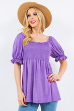 Load image into Gallery viewer, Ruffled Short Sleeve Smocked Blouse (multiple color options)
