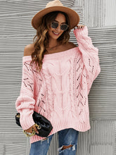 Load image into Gallery viewer, Cable Knit Openwork Off-Shoulder Sweater (multiple color options)
