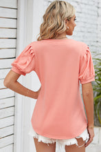 Load image into Gallery viewer, Notched Ruched Short Sleeve Top (multiple color options)
