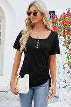 Load image into Gallery viewer, Ruched Square Neck Short Sleeve Top (multiple color options)
