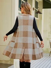 Load image into Gallery viewer, Plaid Lapel Collar Sleeveless Cardigan (multiple color options)
