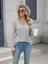 Load image into Gallery viewer, Lace Detail V-Neck Long Sleeve Top (multiple color options)
